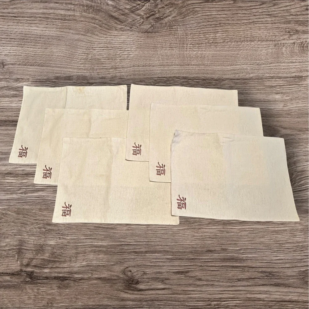 Set Of 6‎ Place Settings - Chinese Blessing Placemats/Napkins/Rings/Chopsticks